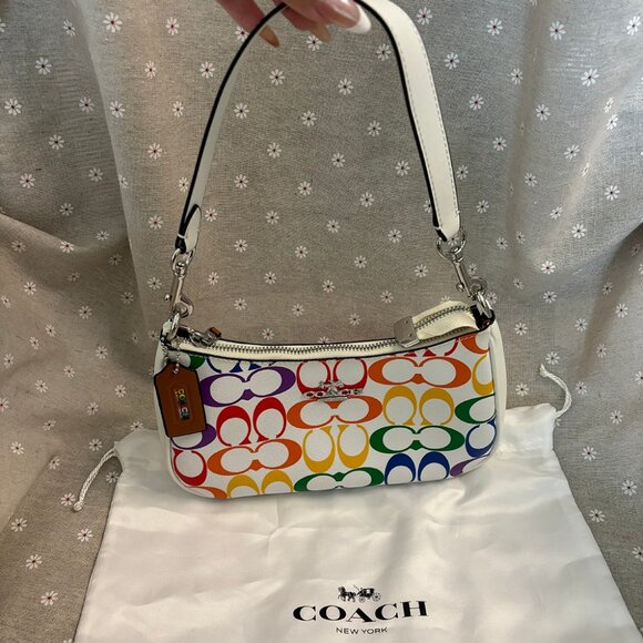 Coach Teri Shoulder Bag In Rainbow Signature Canvas IN Chalk Multi